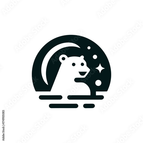 Serene Night Scene Featuring a Polar Bear