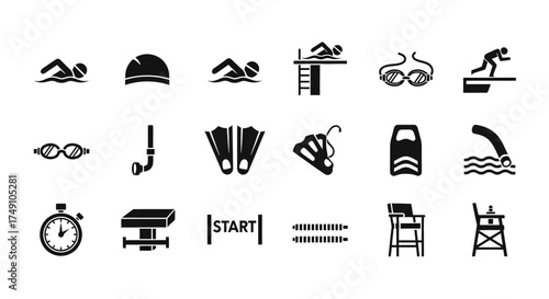 Swimming and Water Sports Icons - A Comprehensive Collection.