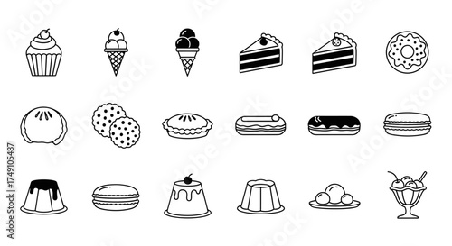 Assortment of Delicious Desserts - Cupcakes, Ice Cream, Cakes, and More.