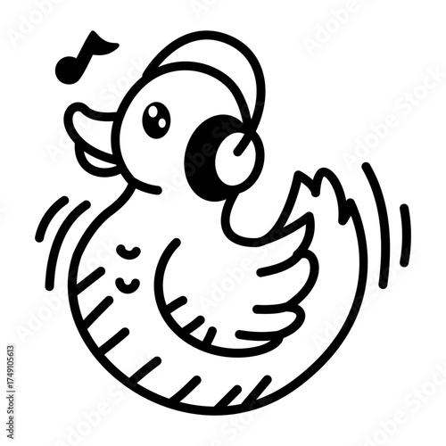A doodle style icon showing listening music
