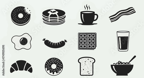 Breakfast Food Icons - A Delicious Morning Spread.