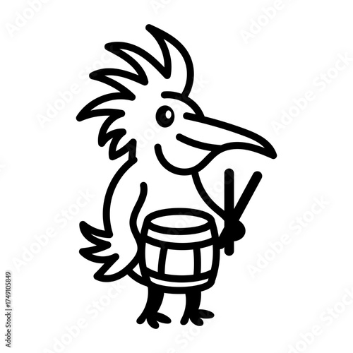 A doodle style icon showing drumming
