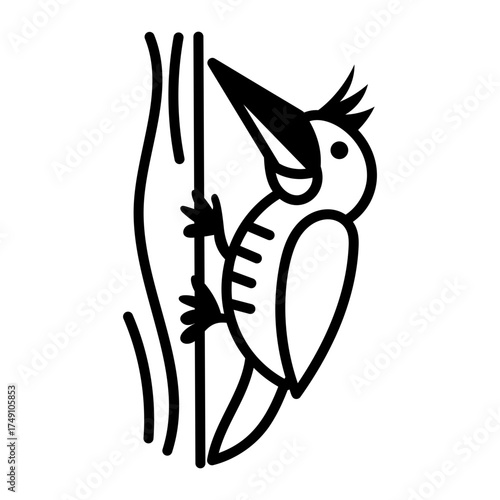 Hand drawn style icon depicting woodpecker
