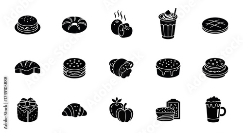 Collection of Delicious Desserts and Baked Goods Icons.