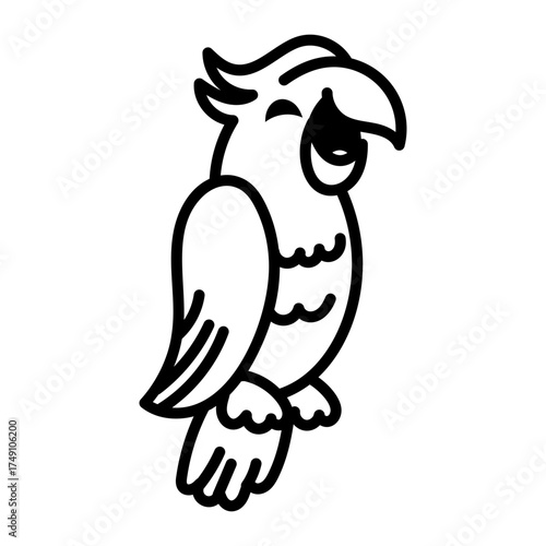 A sketchy style icon representing laughing parrot