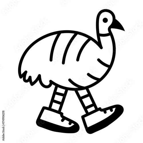 Hand drawn style icon depicting flamingo standing