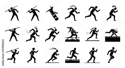 Silhouetted Athletes in Various Sports Activities - A Dynamic Collection.