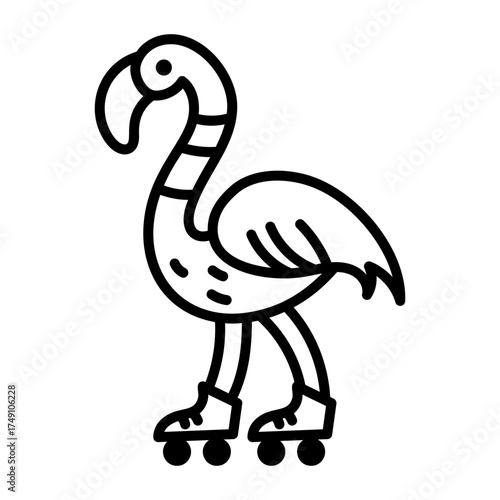 Hand drawn style icon depicting flamingo standing