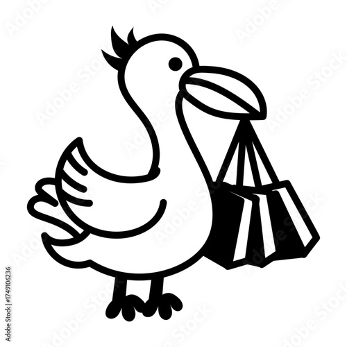 Hand drawn style icon depicting flamingo standing