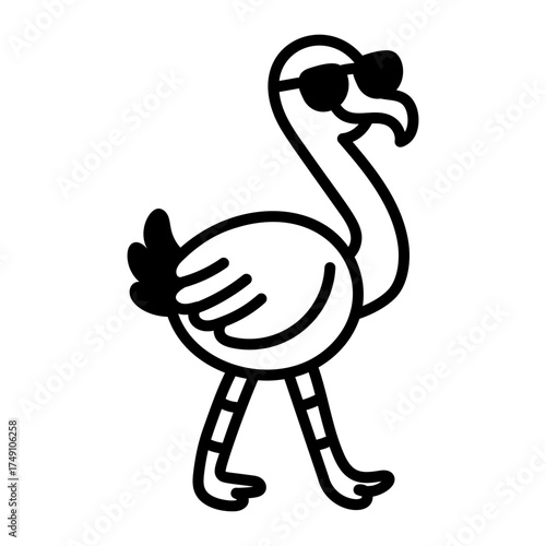 Hand drawn style icon depicting flamingo standing