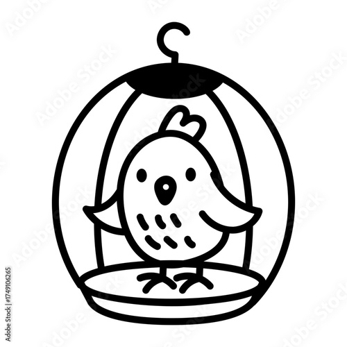 Hand drawn style icon depicting flamingo standing