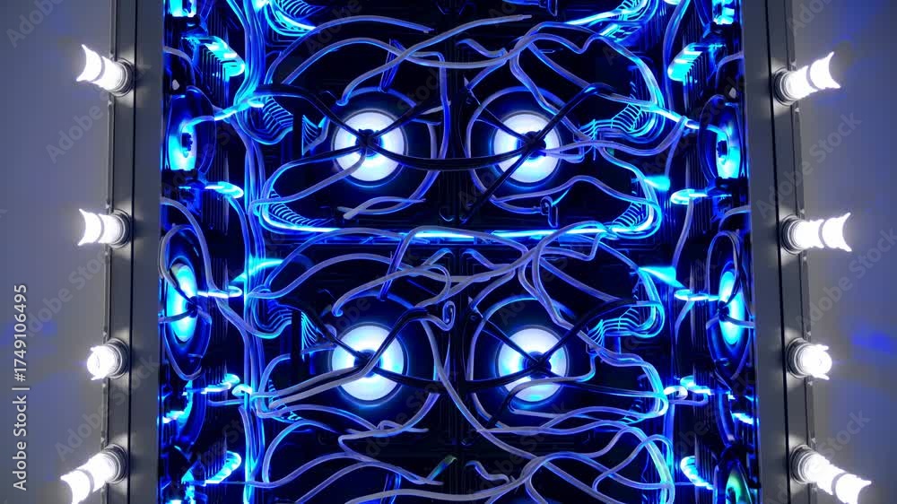 Server rack cooling technology multiple fan units, LED lighting, and ...