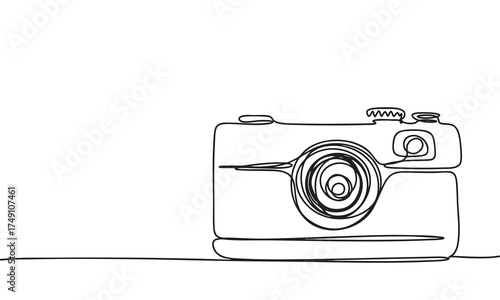 Photo Camera One Line Continuous