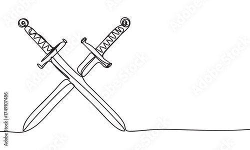 Two Cross Sword One Line Continuous