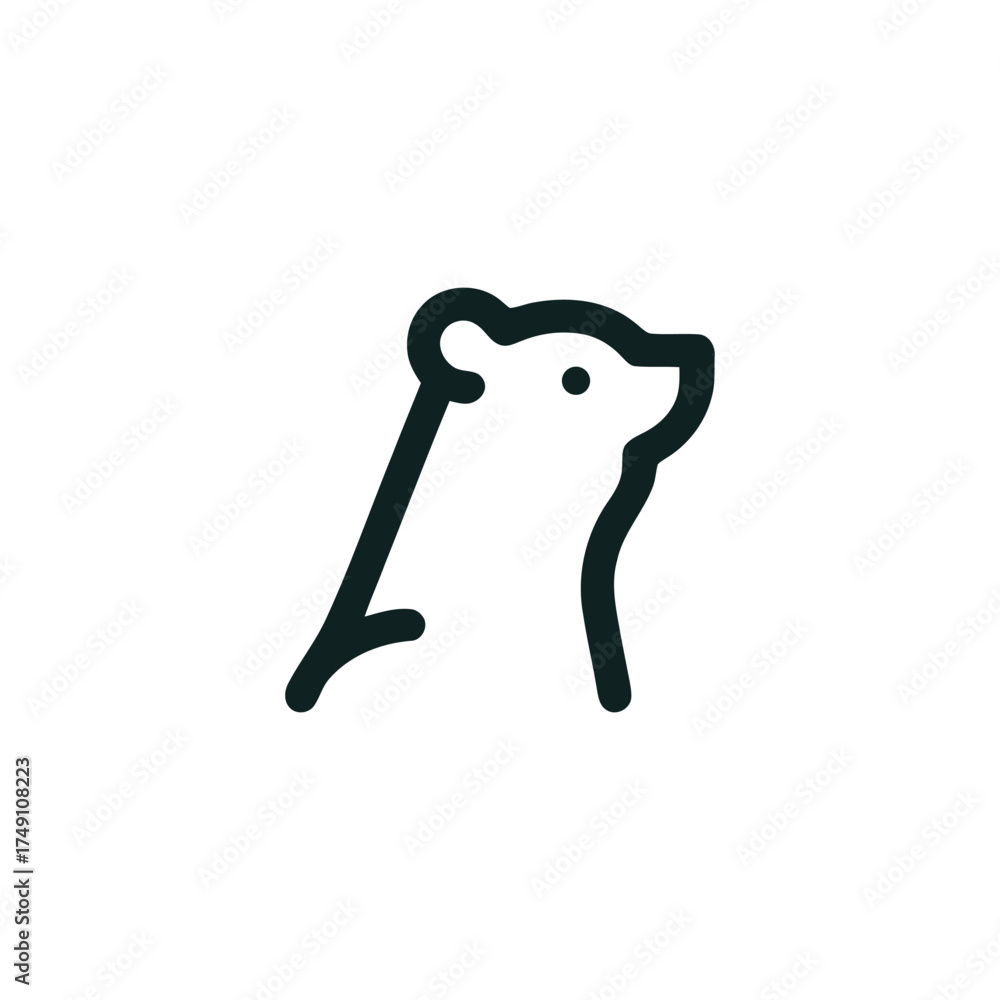 Obraz premium Elegant Linear Bear Illustration with Minimalist Design