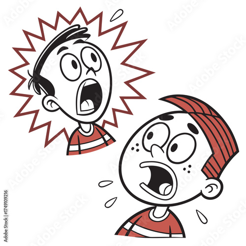 Two shocked boys with surprised expressions