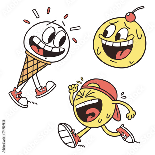 Cartoon characters with different expressions