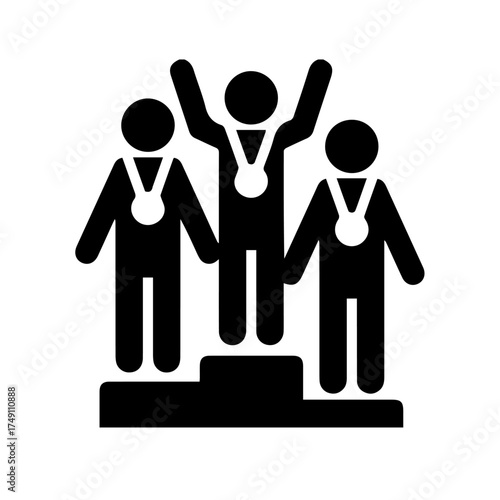 “Winners Podium Icon – Medal Ceremony Graphic for Achievement & Ranking Design”