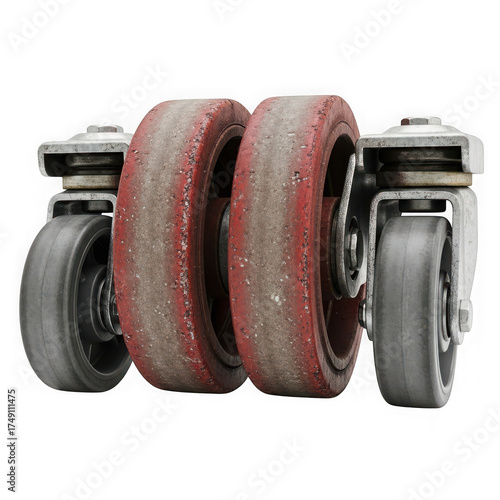Set of used wheels isolated on transparent background