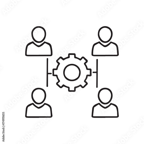 Corporate Team Gear Icon – Business Process, Project Management and Efficiency Concept