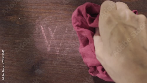 Erase word WAR from wooden surface