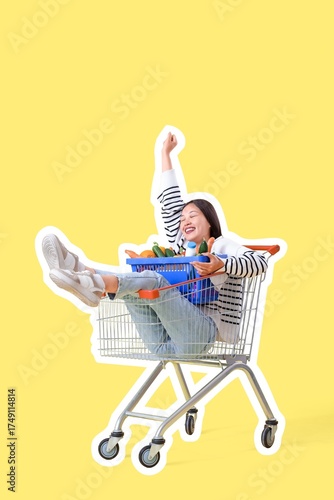 Happy young Asian woman wit...