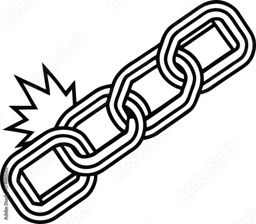 Symbolic broken chain link representing freedom liberation and breaking free from constraints and oppression