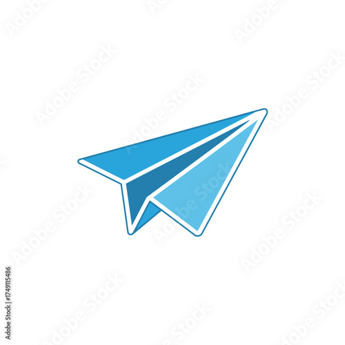 Paper Airplane Icon Simple Blue Design for Communication and Travel Concepts
