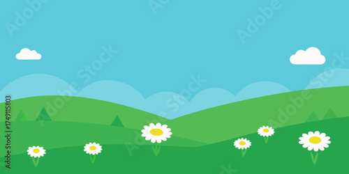 Green Meadow With Flowers