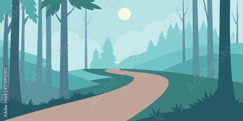 Misty Forest Trail Landscape