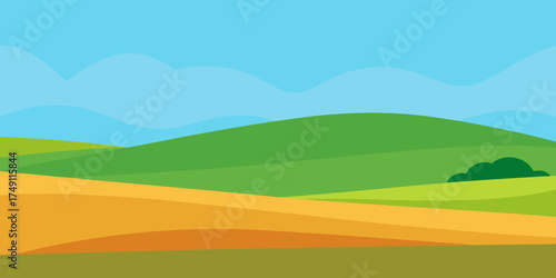 Open Field With Distant Hills