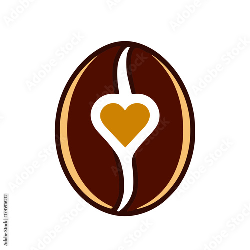 Romantic Espresso Coffee Bean Heart Split Icon Vector