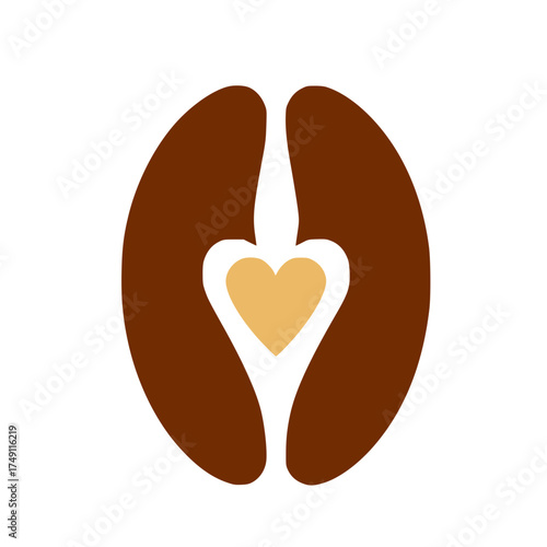 Open Heart Espresso Coffee Bean Embrace Vector Icon