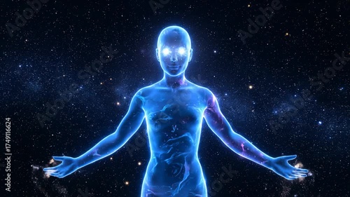 Abstract Energy Figure Reaching Out in Outer Space