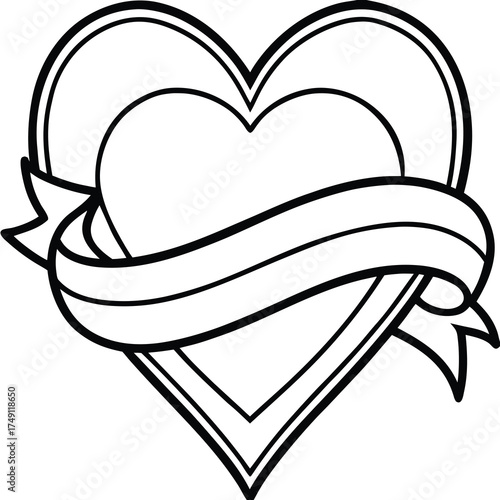 Elegant red heart with flowing golden ribbon for valentine s day celebrations