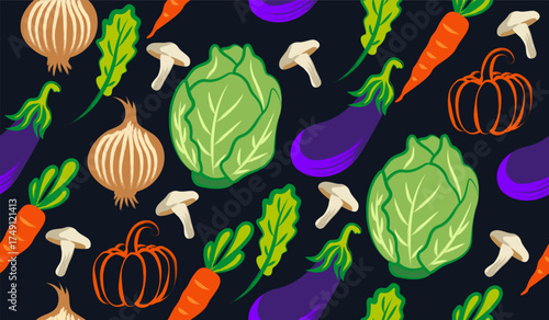 Cute mix vegetables pattern background vector design