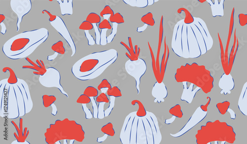 Cute mix vegetables pattern background vector design
