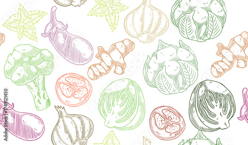 Cute mix vegetables pattern background vector design