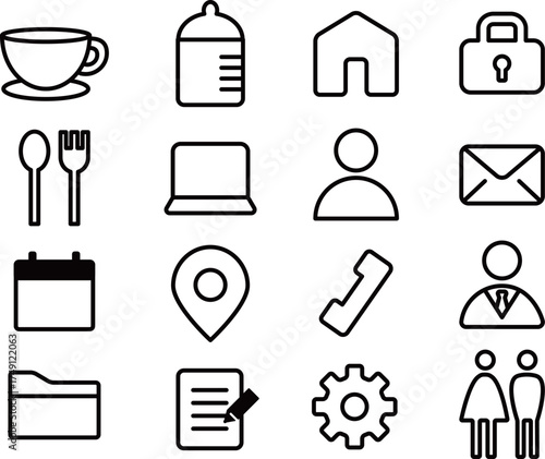 アイコンセット/ ホーム・キー・メール・人・電話・設定・フォルダ/icon set-basic