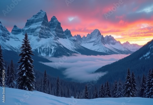 Majestic Snow-Covered Mountains Twilight Atmosphere Dynamic Colors Exquisite Nature View Dramatic Landscapes