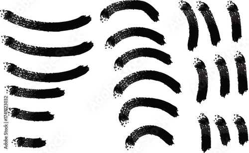 Brush Strokes Collection A Variety of Dynamic Black Ink Markings and Smears for graphic Design Elements