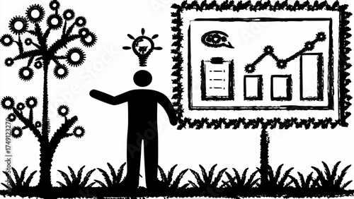 Innovative presentation of data and ideas with growth potential for business success and environmental awareness