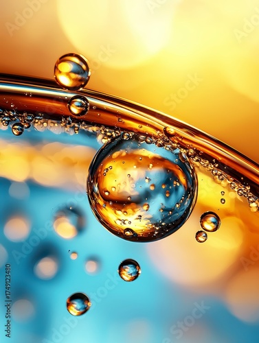 Bubbles rising close-up sparkling drink colorful background macro photography vibrant atmosphere for artistic appeal
