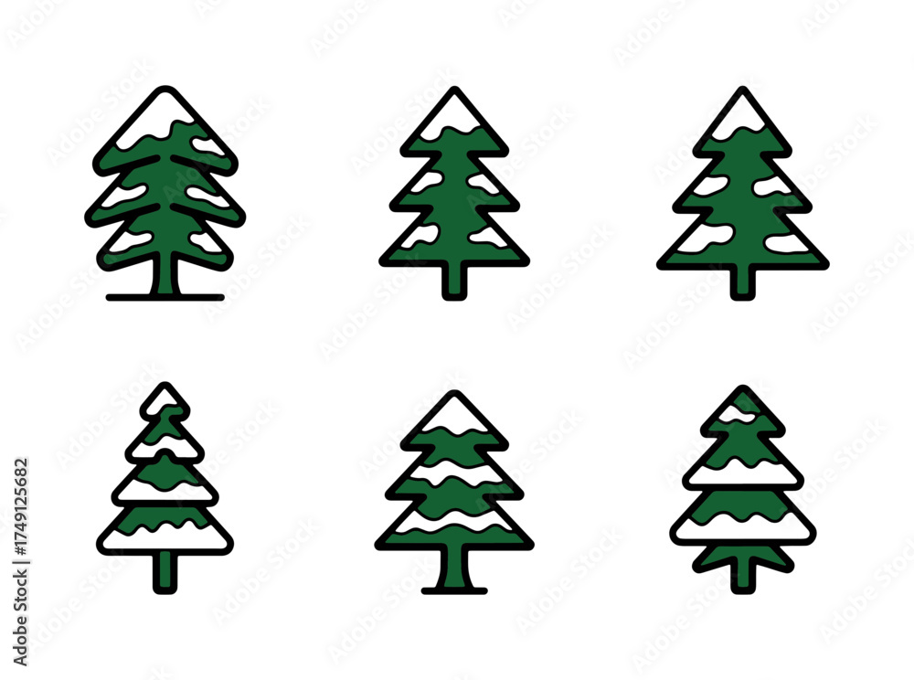 Obraz premium Christmas Pine Tree Icons