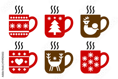 Christmas Mug Icon Set