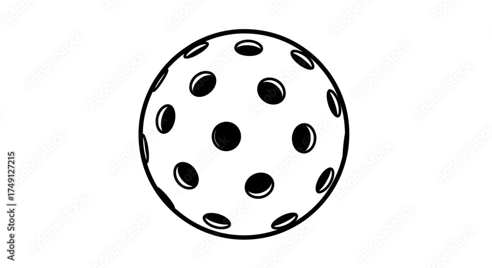 Obraz premium Floorball ball vector illustration, simple black and white design, white background