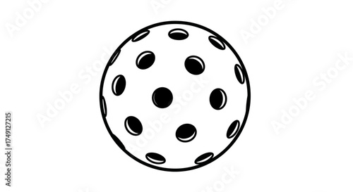 Floorball ball vector illustration, simple black and white design, white background
