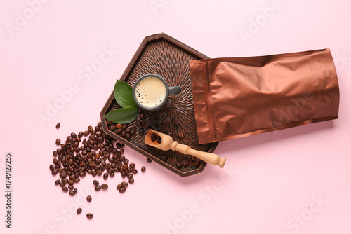 Brown bag with beans and cu...