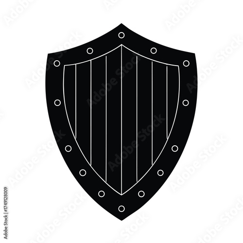 Wooden Shield Metal Studs Vector Art
