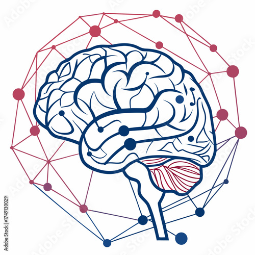 Illustration of a brain with interconnected nodes and lines